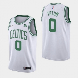 Men Boston Celtics 0 Jayson Tatum 75th Anniversary White Stitched Basketball Jersey