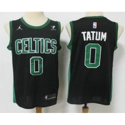 Men Boston Celtics 0 Jayson Tatum Black 2021 Brand Jordan Swingman Stitched NBA Jersey With NEW Sponsor Logo