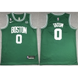 Men Boston Celtics 0 Jayson Tatum Green No 6 Patch Stitched Basketball Jersey