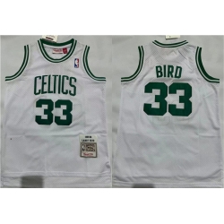 Men Boston Celtics 33 Larry Bird 1995 96 White Throwback Stitched Jersey