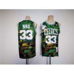 Men Boston Celtics 33 Larry Bird Green Black Throwback Stitched Jersey