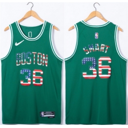 Men Boston Celtics 36 Marcus Smart USA Flag Green Stitched Jersey