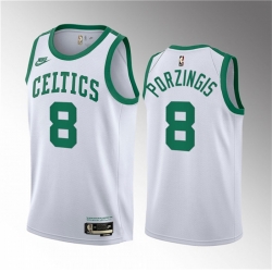 Men Boston Celtics 8 Kristaps Porzingis White 2023 Draft Association Edition Stitched Basketball Jersey
