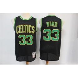 Men Boston Celtics Bape 33 Larry Bird Black Hardwood Classics Jersey