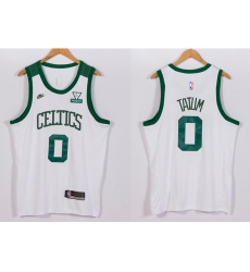 Men Boston Celtics Jayson Tatum 0 White 2021 2022 City Edition Nike Stitched Jersey