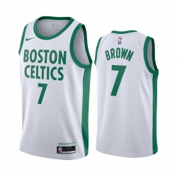 Men Nike Boston Celtics 7 Jaylen Brown White NBA Swingman 2020 21 City Edition Jersey