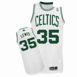 Mens Adidas Boston Celtics 35 Reggie Lewis Authentic White Home NBA Jersey 