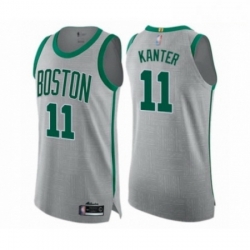 Mens Boston Celtics 11 Enes Kanter Authentic Gray Basketball Jersey City Edition 