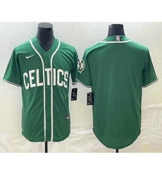 Men's Boston Celtics Blank Green Stitched Baseball Jersey