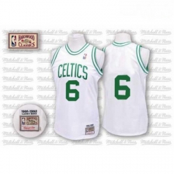 Mens Mitchell and Ness Boston Celtics 6 Bill Russell Authentic White Throwback NBA Jersey