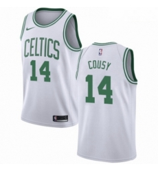 Mens Nike Boston Celtics 14 Bob Cousy Authentic White NBA Jersey Association Edition
