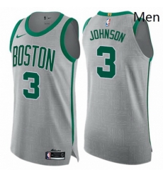 Mens Nike Boston Celtics 3 Dennis Johnson Authentic Gray NBA Jersey City Edition