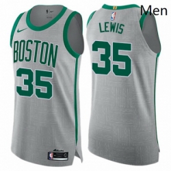Mens Nike Boston Celtics 35 Reggie Lewis Authentic Gray NBA Jersey City Edition 
