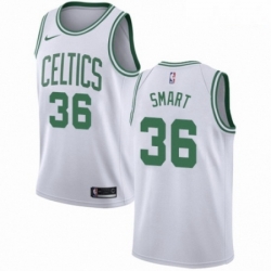 Mens Nike Boston Celtics 36 Marcus Smart Authentic White NBA Jersey Association Edition