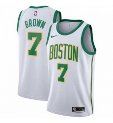 Mens Nike Boston Celtics 7 Jaylen Brown Swingman White NBA Jersey City Edition