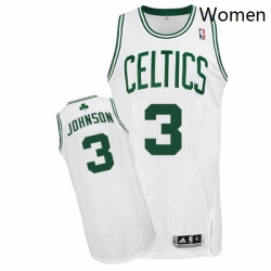 Womens Adidas Boston Celtics 3 Dennis Johnson Authentic White Home NBA Jersey