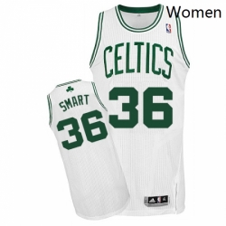 Womens Adidas Boston Celtics 36 Marcus Smart Authentic White Home NBA Jersey