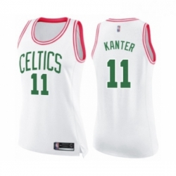 Womens Boston Celtics 11 Enes Kanter Swingman White Pink Fashion Basketball Jersey 
