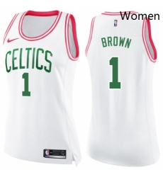 Womens Nike Boston Celtics 1 Walter Brown Swingman WhitePink Fashion NBA Jersey