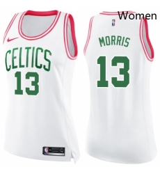 Womens Nike Boston Celtics 13 Marcus Morris Swingman WhitePink Fashion NBA Jersey 