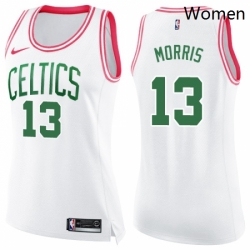 Womens Nike Boston Celtics 13 Marcus Morris Swingman WhitePink Fashion NBA Jersey 