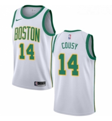Womens Nike Boston Celtics 14 Bob Cousy Swingman White NBA Jersey City Edition