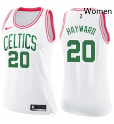 Womens Nike Boston Celtics 20 Gordon Hayward Swingman WhitePink Fashion NBA Jersey 