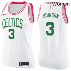 Womens Nike Boston Celtics 3 Dennis Johnson Swingman WhitePink Fashion NBA Jersey