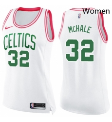 Womens Nike Boston Celtics 32 Kevin Mchale Swingman WhitePink Fashion NBA Jersey 