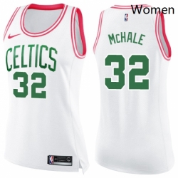 Womens Nike Boston Celtics 32 Kevin Mchale Swingman WhitePink Fashion NBA Jersey 