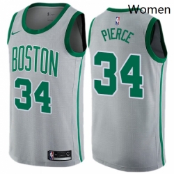 Womens Nike Boston Celtics 34 Paul Pierce Swingman Gray NBA Jersey City Edition 