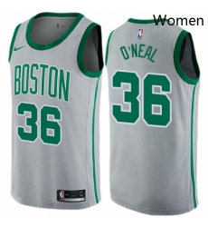Womens Nike Boston Celtics 36 Shaquille ONeal Swingman Gray NBA Jersey City Edition 
