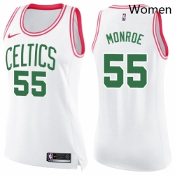Womens Nike Boston Celtics 55 Greg Monroe Swingman WhitePink Fashion NBA Jersey 