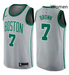 Womens Nike Boston Celtics 7 Jaylen Brown Swingman Gray NBA Jersey City Edition
