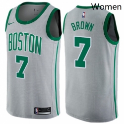 Womens Nike Boston Celtics 7 Jaylen Brown Swingman Gray NBA Jersey City Edition