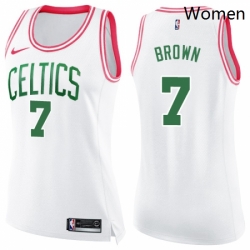 Womens Nike Boston Celtics 7 Jaylen Brown Swingman WhitePink Fashion NBA Jersey