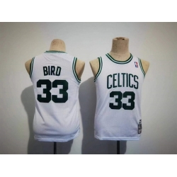 Youth Boston Celtics 33 Larry Bird White Stitched Jersey