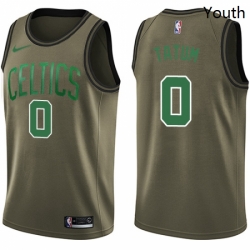 Youth Nike Boston Celtics 0 Jayson Tatum Swingman Green Salute to Service NBA Jersey 