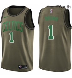 Youth Nike Boston Celtics 1 Walter Brown Swingman Green Salute to Service NBA Jersey