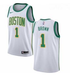 Youth Nike Boston Celtics 1 Walter Brown Swingman White NBA Jersey City Edition