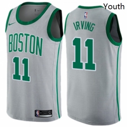 Youth Nike Boston Celtics 11 Kyrie Irving Swingman Gray NBA Jersey City Edition 