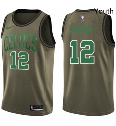 Youth Nike Boston Celtics 12 Terry Rozier Swingman Green Salute to Service NBA Jersey 