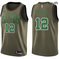 Youth Nike Boston Celtics 12 Terry Rozier Swingman Green Salute to Service NBA Jersey 