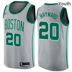 Youth Nike Boston Celtics 20 Gordon Hayward Swingman Gray NBA Jersey City Edition 