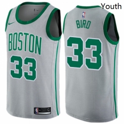 Youth Nike Boston Celtics 33 Larry Bird Swingman Gray NBA Jersey City Edition