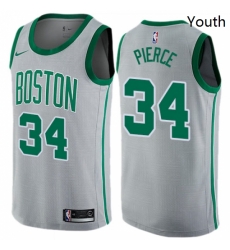 Youth Nike Boston Celtics 34 Paul Pierce Swingman Gray NBA Jersey City Edition 