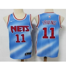 Men Brooklyn Nets 11 Kyrie Irving Blue 2020 21 Hardwood Classics Stitched NBA Jersey