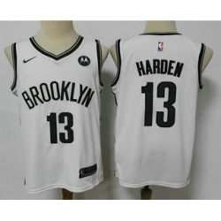 Men Brooklyn Nets 13 James Harden 2021 White Swingman Stitched NBA Jersey With The NEW Sponsor Logo