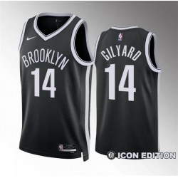 Men Brooklyn Nets 14 Jacob Gilyard Black Icon Edition Stitched Basketball Jersey