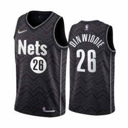 Men Brooklyn Nets 26 Spencer Dinwiddie Black NBA Swingman 2020 21 Earned Edition Jersey